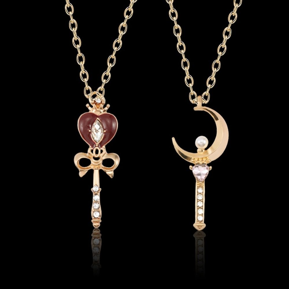 Sailor Moon Wand - 女の子のためのクリスタルペンダントネックレス,アニメのコスプレアクセサリー,セーラームーン,魔法の杖,かわいいアクセサリー