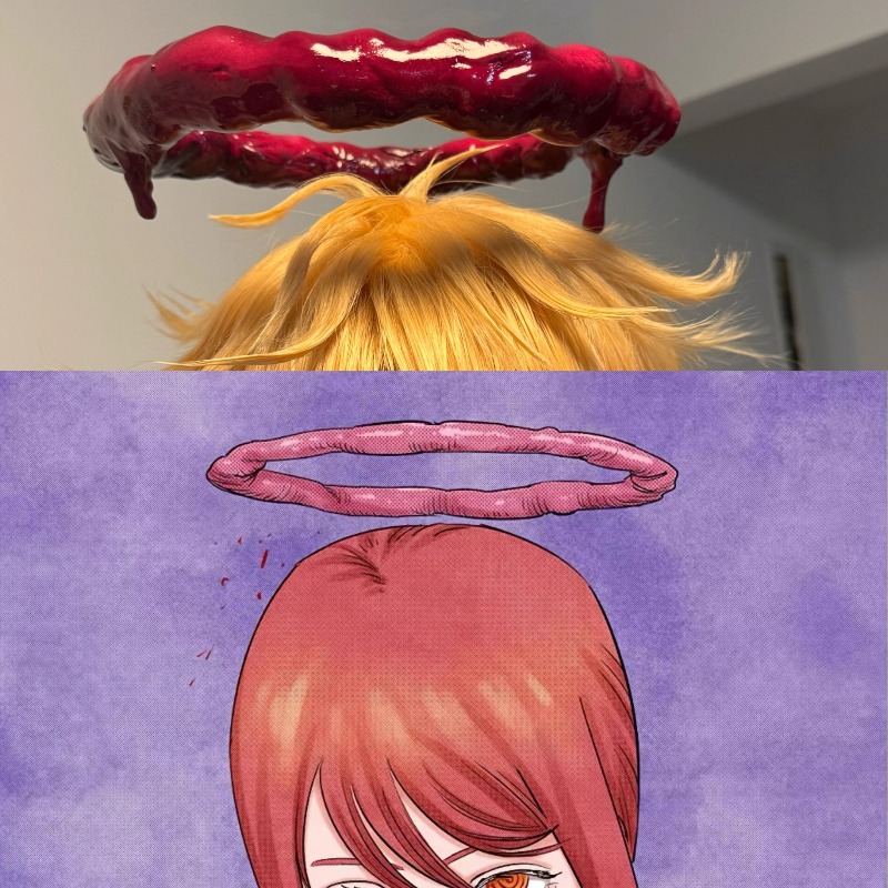 Anime Cosplay Makima - アニメマキマコスプレチェーンソーcos赤い大腸帽子恐ろしいロールプレイ小道具アクセサリーかつら付き女性ハロウィン