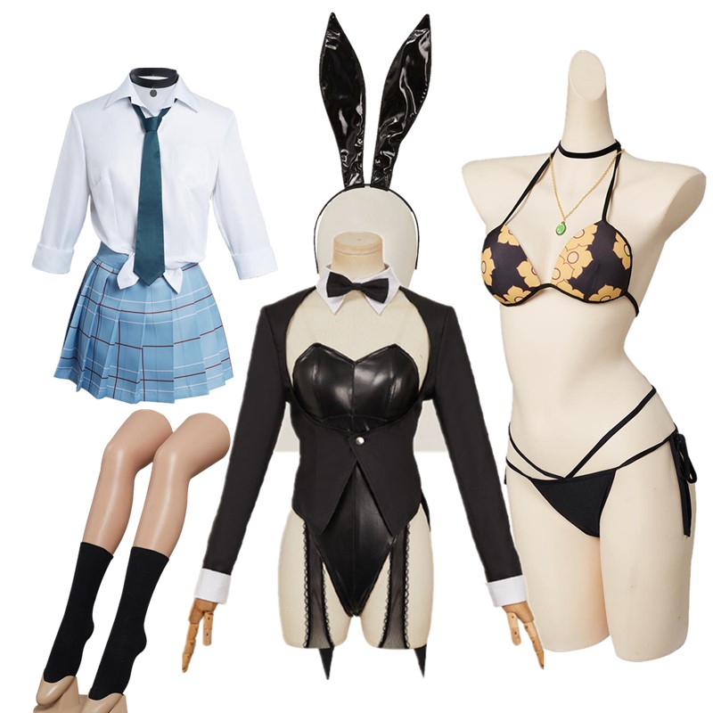 Anime Cosplay Bikini - 北川マリンコスプレビキニ水着 JK 制服コスチュームドレスアップバニーガールジャンプスーツテールヘッドバンドハロウィンカーニバルスーツ