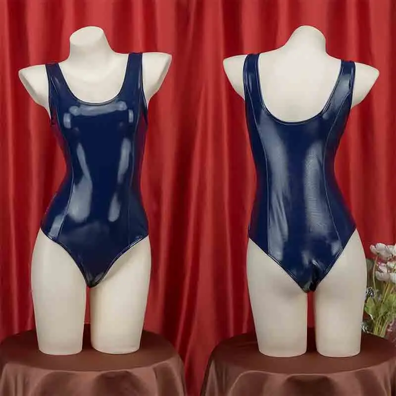 Anime Cosplay Bikini - 日本のネイビーブルーのスカムズ水着、かわいいアニメコスプレジャンプスーツ、タイトなレオタード水着、女性用ハロウィンカーニバルロールプレイ用