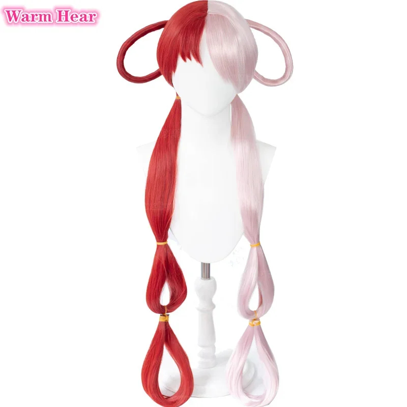 Anime Cosplay Red Hair - 2026 アニメ UTA レッドピンク耐熱髪ハロウィンヘッドフォン小道具女性ガールコスプレパーティーウィッグかつら UFW3I