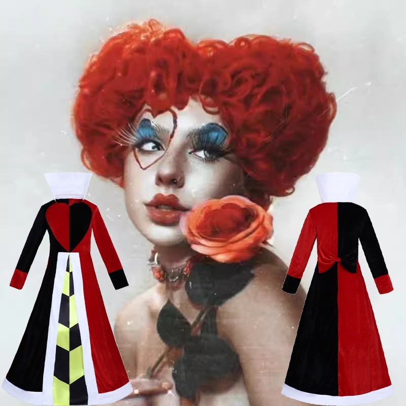 Anime Cosplay Red Hair - 女性のためのクイーンのコスプレウィッグ,赤いハートのアニメーション映画,ヘアアクセサリー,ハロウィーン,クリスマスパーティー,ロールプレイ,ショー