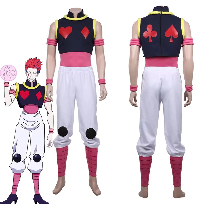 Hunter X Hunter Uniform - アニメハンター × ハンターヒソカコスプレ衣装男性女性トップベストパンツ衣装ハロウィンカーニバルパーティースーツ