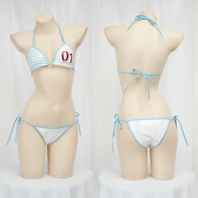 Anime Cosplay Bikini - 日本の可愛い女の子アニメコスプレ衣装レザービキニ背中開き包帯ミニ下着水着ナイトウェア