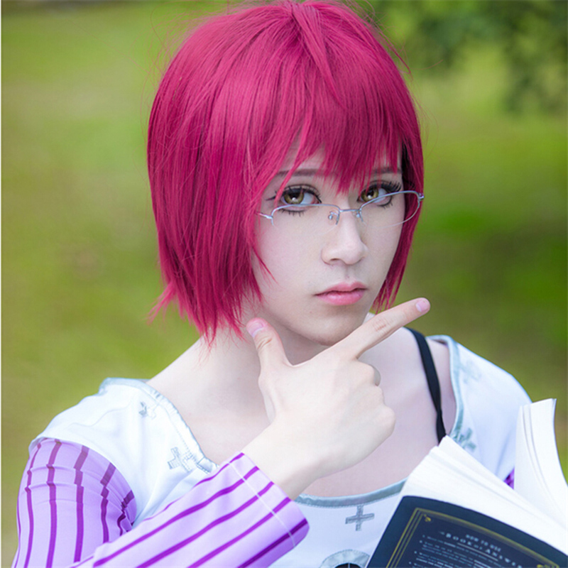 Anime Cosplay Red Hair - アニメゴートの欲望の罪ゴウザー コスプレウィッグ ショート ローズレッド 耐熱人工毛 パーティーウィッグ