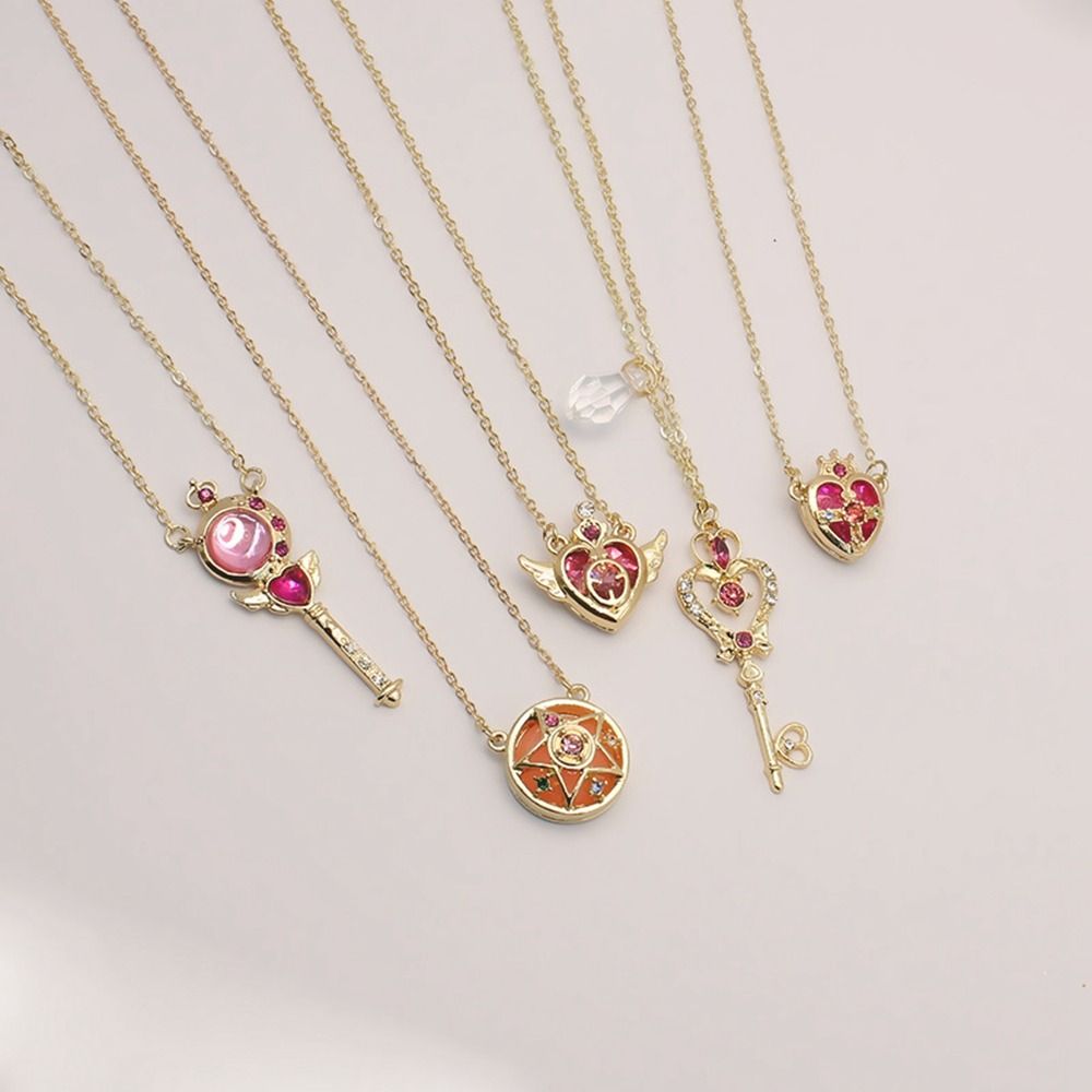 Sailor Moon Wand - コスプレ用クリスタルネックレス,コスプレアクセサリー,ペンダント,魔法のジュエリー,クリスタルネックレス,セーラームーン
