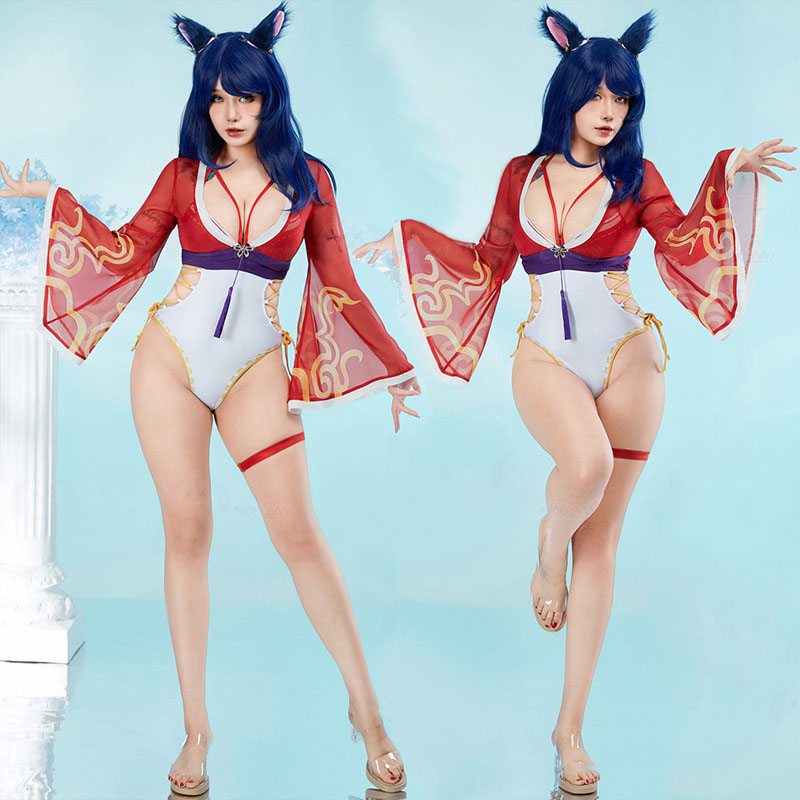 Anime Cosplay Bikini - リーグ・オブ・レジェンド アーリ 水着 コスプレ衣装 | フルセット3ピース中空デザインビキニ