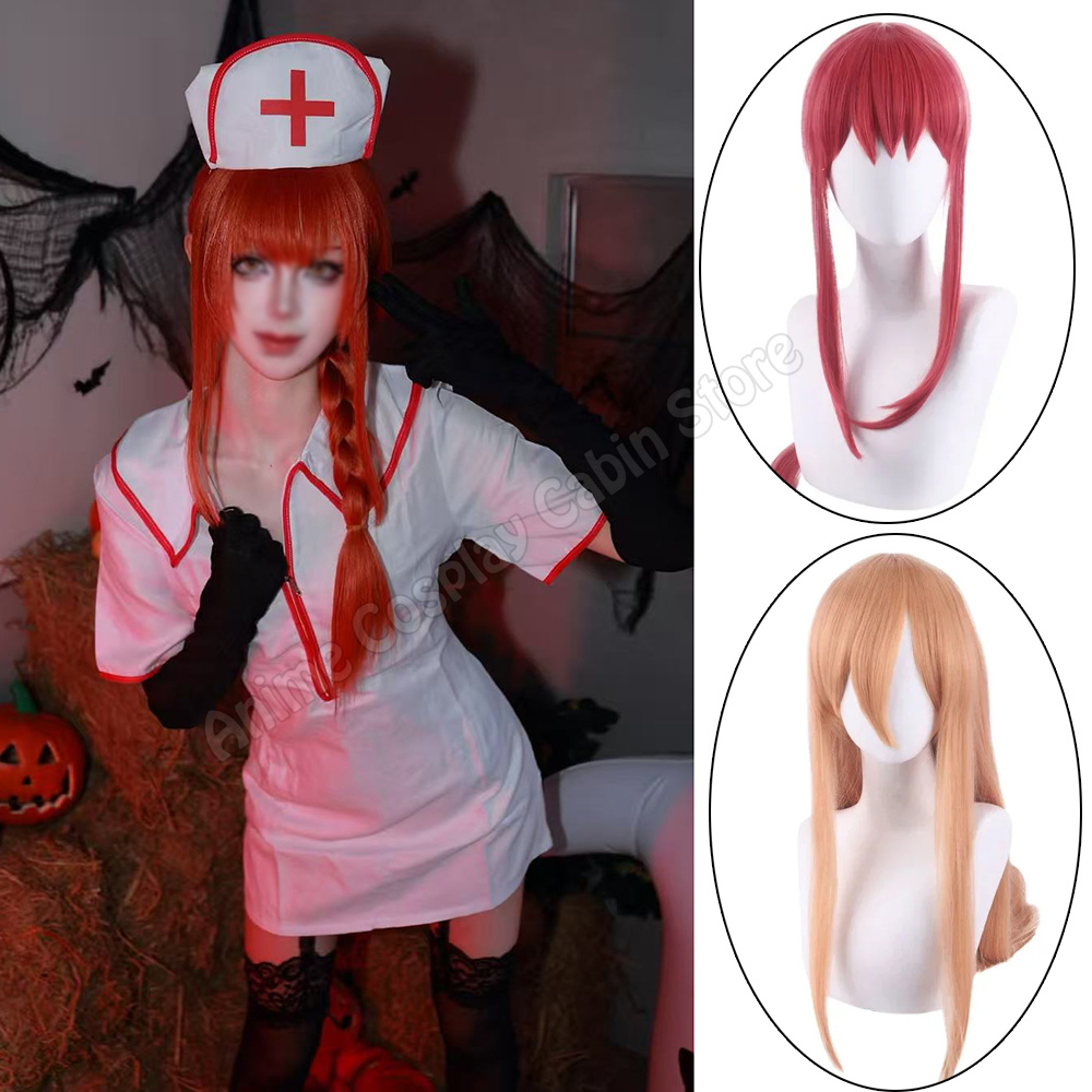 Anime Cosplay Makima - ハロウィンコスチュームマキマナースコスプレアニメパワーコスプレナースドレスウィッグ手袋ストッキングセクシーなマキマナースドレス女性用