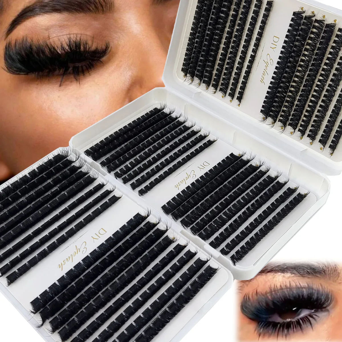 Anime Cosplay Lashes - HBZGTLAD 200D-60D ボトム＆ポイントドアイラッシュクラスター ボリューム5D ふわふわクラスター マンガアイラッシュ