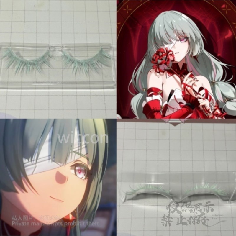 Anime Cosplay Party - アニメ Phrolova コスプレウィッググリーンピンク混合ウィッグ衣装イヤリング耐熱合成まつげ Phrolova ハロウィンパーティー