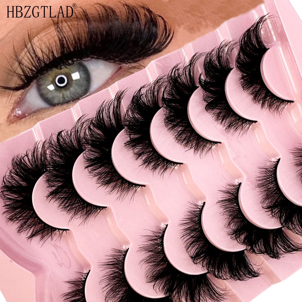 Anime Cosplay Lashes - 新しいキャットアイまつげ 5D ナチュラルつけまつげふわふわソフトクロス 7 ペアマンガまつげうっすら自然まつげエクステンションメイク