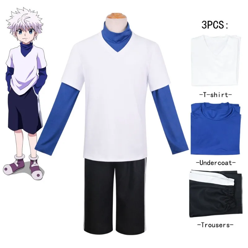 Hunter X Hunter Uniform - アニメハンター×ハンターキルア・ゾルディックコスプレ衣装トップパンツ制服フルセットハロウィンクリスマスパーティーロールプレイ男性用