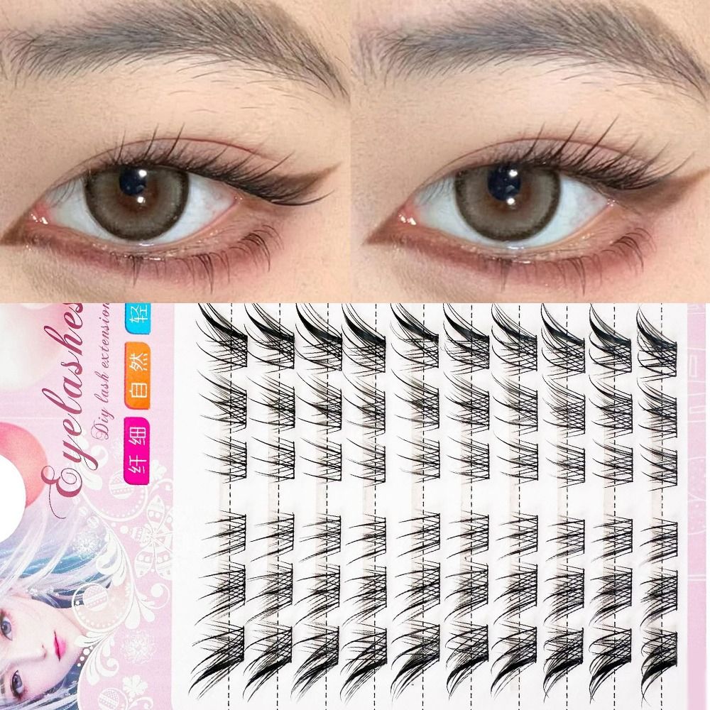 Anime Cosplay Lashes - 3Dキャットアイクラスターまつげ ナチュラルマンガフォックスつけまつげ DIYまつげエクステ Cカール 個別まつげ まつげエクステ用