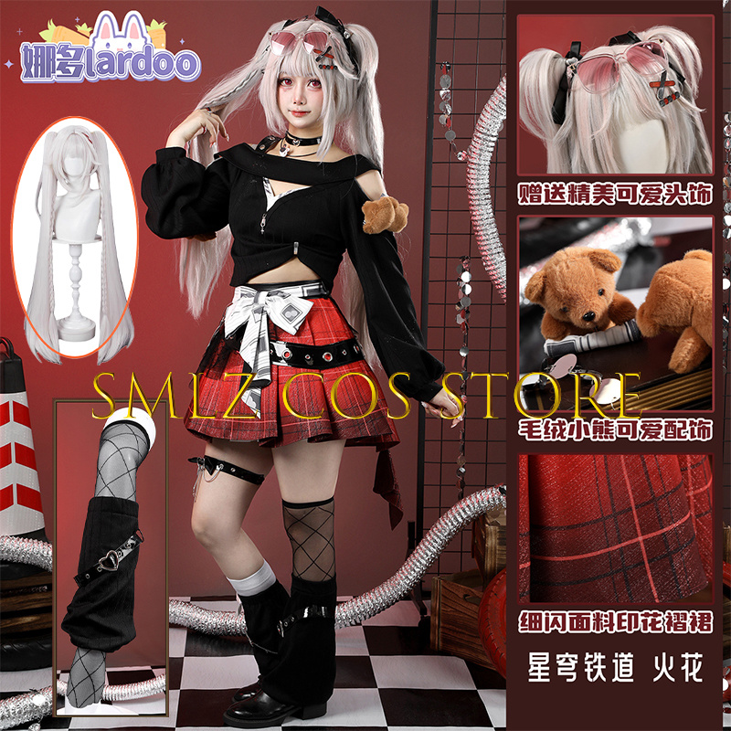 Anime Cosplay Wig - Dreamwave Sparxie コスプレゲーム Honkai スターレールコスチュームスパークル新しいスキンコートドレスウィッグセットハロウィンパーティー衣装女性用