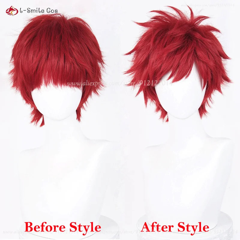 Anime Cosplay Red Hair - アニメライヒャルム・ヴァン・アストレアコスプレ 30 センチメートルショート赤かつら耐熱人工毛ハロウィンコスチューム男性 + ウィッグキャップ