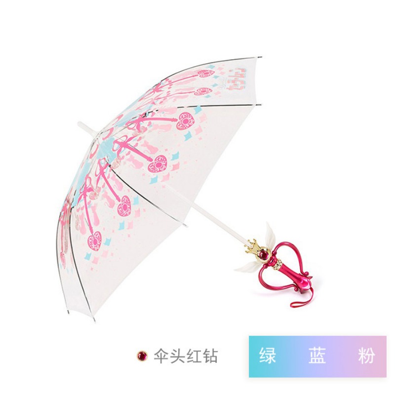 Sailor Moon Wand - 光るセーラームーン傘 手描き桜魔法の杖 透明プリンセス キュートアニメ