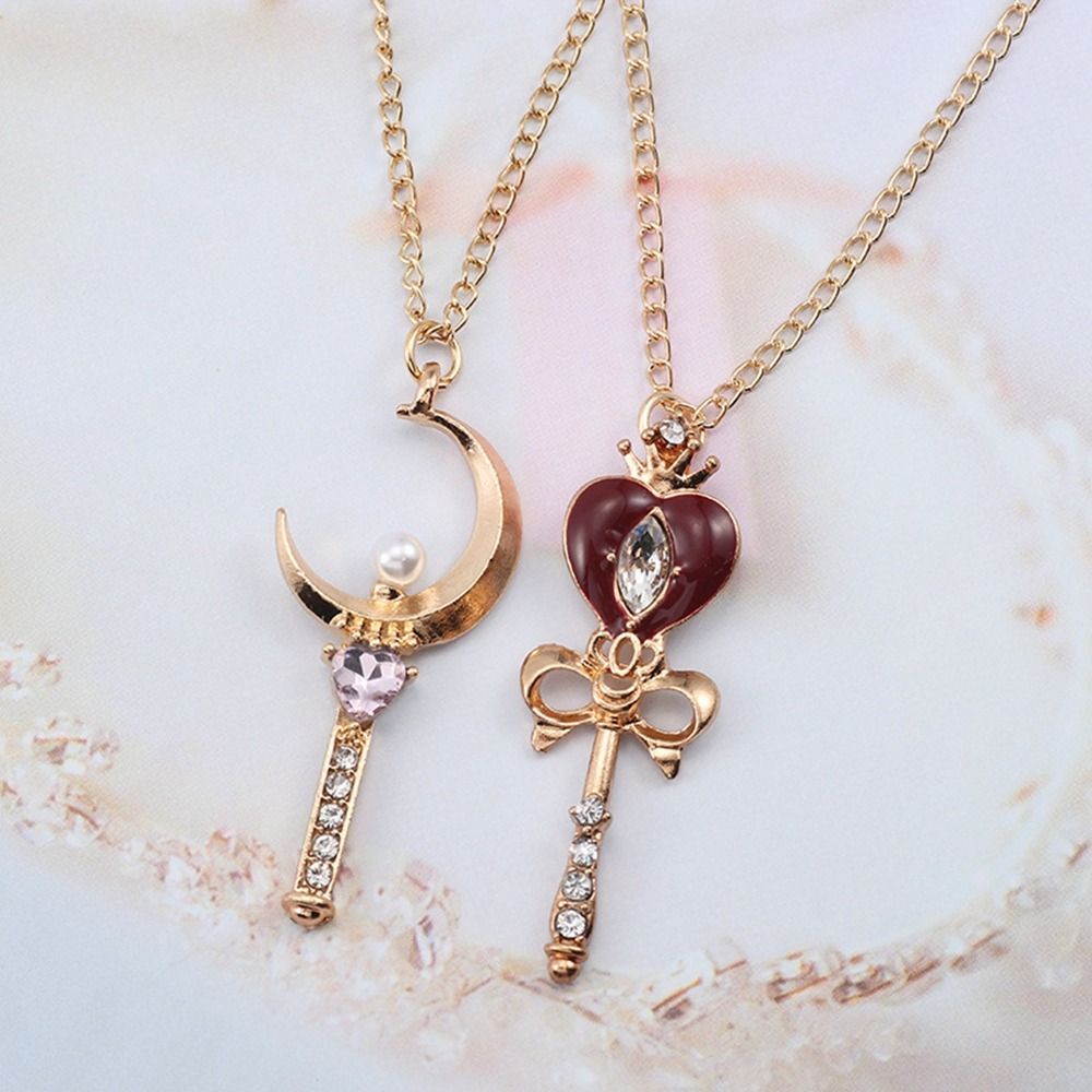 女の子のためのクリスタルペンダントネックレス,アニメのコスプ - Sailor Moon Wand のレビューと価格