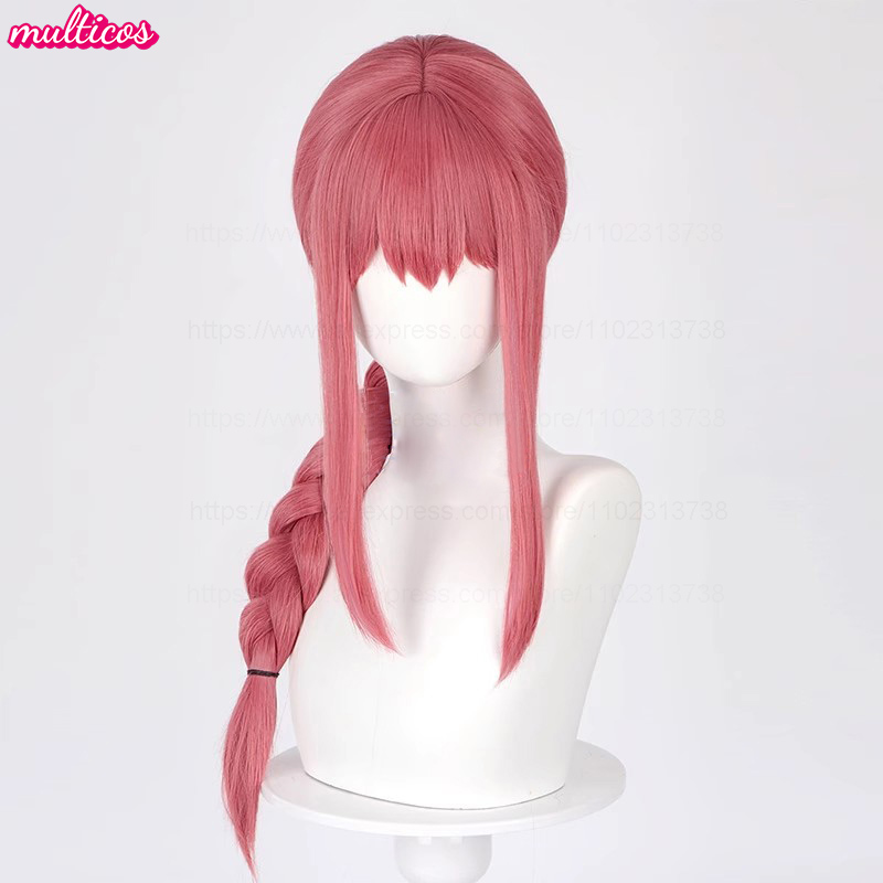 高品質マキマコスプレウィッグロングローズレッド編み込み耐熱性 - Anime Cosplay Makima のレビューと価格