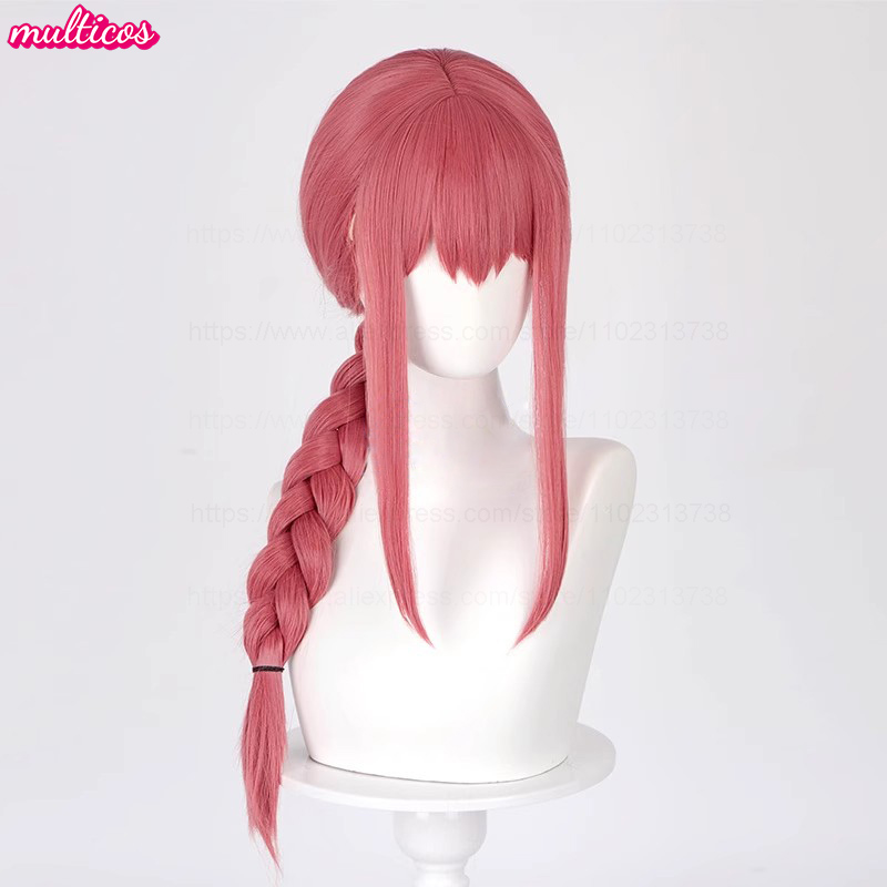 高品質マキマコスプレウィッグロングローズレッド編み込み耐熱性 - Anime Cosplay Makima のレビューと価格