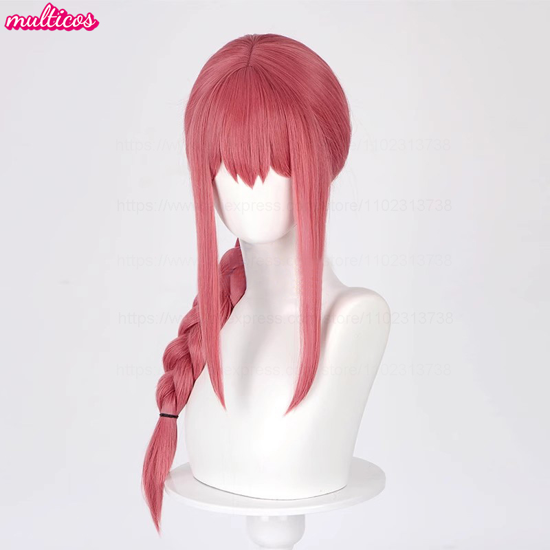 高品質マキマコスプレウィッグロングローズレッド編み込み耐熱性 - Anime Cosplay Makima のレビューと価格