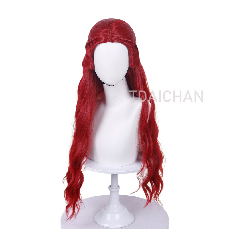 カーリーコスプレウィッグレッドプリンセスハートヘアスタイルク - Anime Cosplay Red Hair のレビューと価格