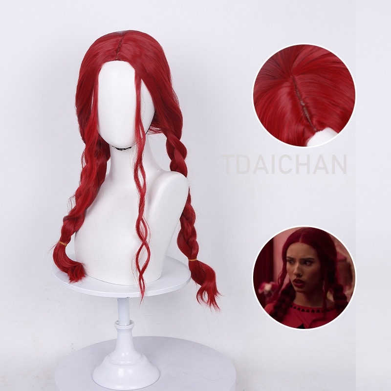 カーリーコスプレウィッグレッドプリンセスハートヘアスタイルク - Anime Cosplay Red Hair のレビューと価格