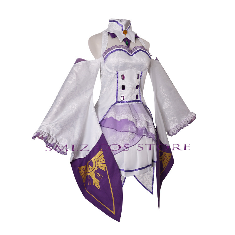 エミリアコスプレアニメ再ゼロカラハジメル異世界生活衣装白制服 - Anime Cosplay Wig のレビューと価格