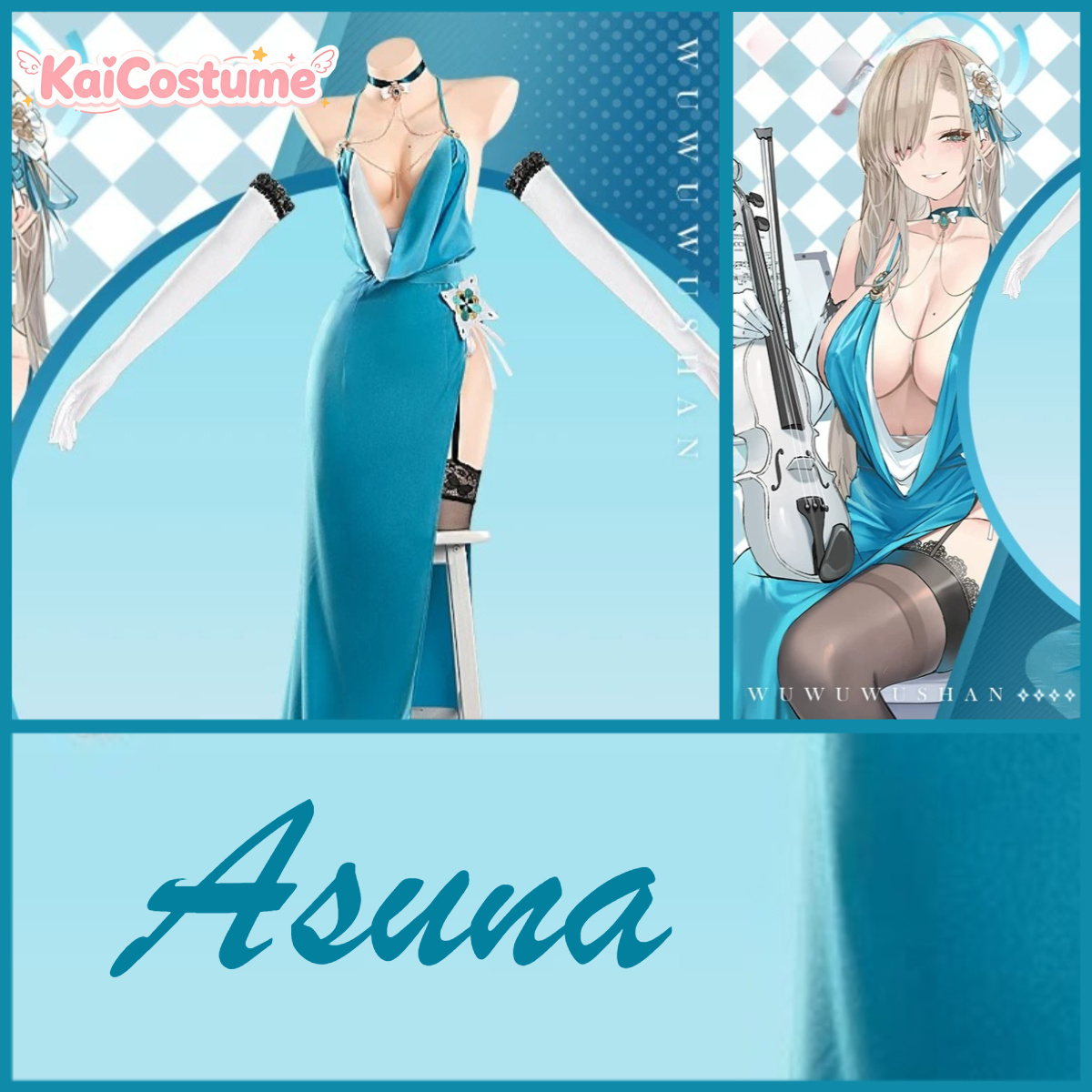 ブルーアーカイブアスナイブニングドレスコスプレフルセットアニ - Anime Cosplay Photo のレビューと価格