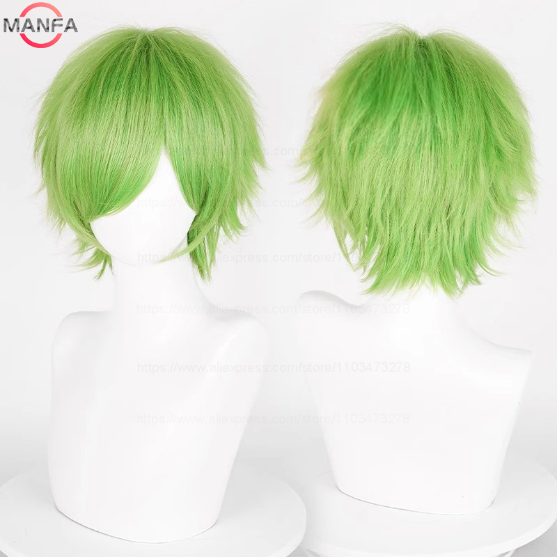 コスプレ用の短い滑らかな合成かつら,耐熱性,黒,白,緑,茶色 - Cosplay Duo Anime のレビューと価格