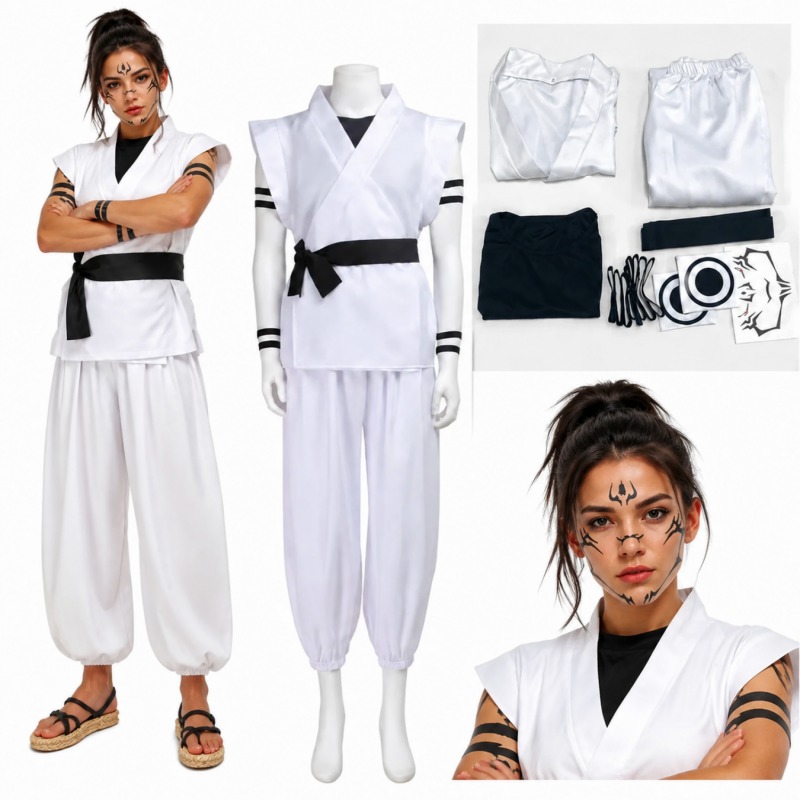 両面宿儺コスプレ衣装呪術廻戦アニメ着物衣装タトゥーステッカー - Jujutsu Kaisen Uniform のレビューと価格