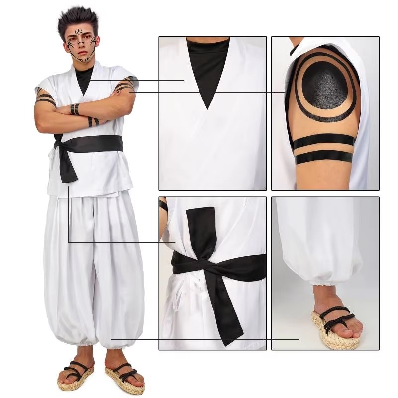 両面宿儺コスプレ衣装呪術廻戦アニメ着物衣装タトゥーステッカー - Jujutsu Kaisen Uniform のレビューと価格
