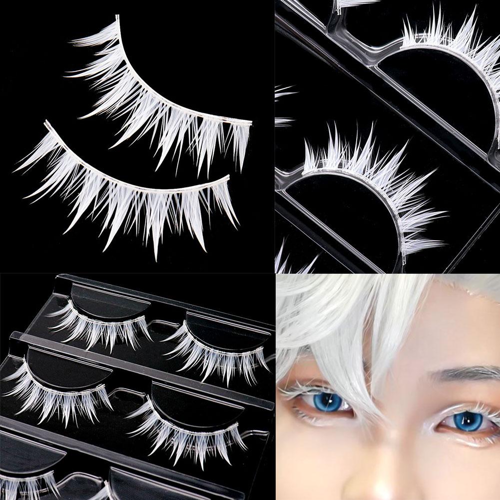 白いつけまつげコスプレアニメキャラクターメイクアップ模造ワン - Anime Cosplay Lashes のレビューと価格