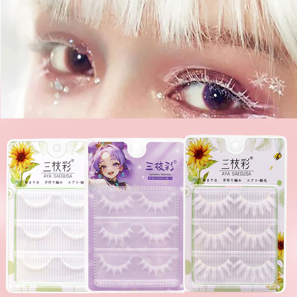 白いつけまつげコスプレアニメキャラクターメイクアップ模造ワン - Anime Cosplay Lashes のレビューと価格