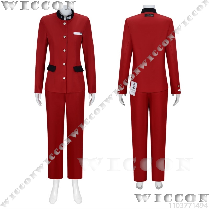 ツクモ今百ゲームコスプレライン赤い学校制服学生スーツ紫色のか - Anime Cosplay Wig のレビューと価格