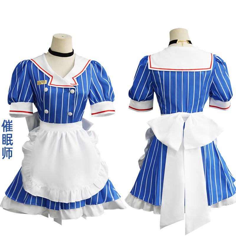 アニメ催眠術師メイド制服コスプレフルセットストライプメイドド - Cosplay Duo Anime のレビューと価格