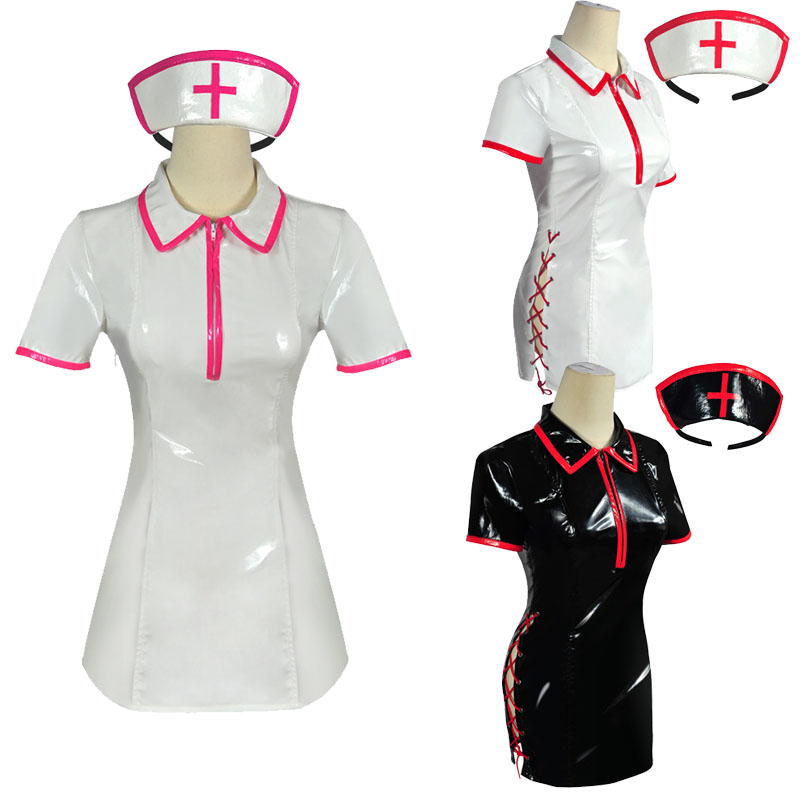 マキマ ナース制服 人工PUレザー ドレスとナースキャップ  - Anime Cosplay Makima のレビューと価格