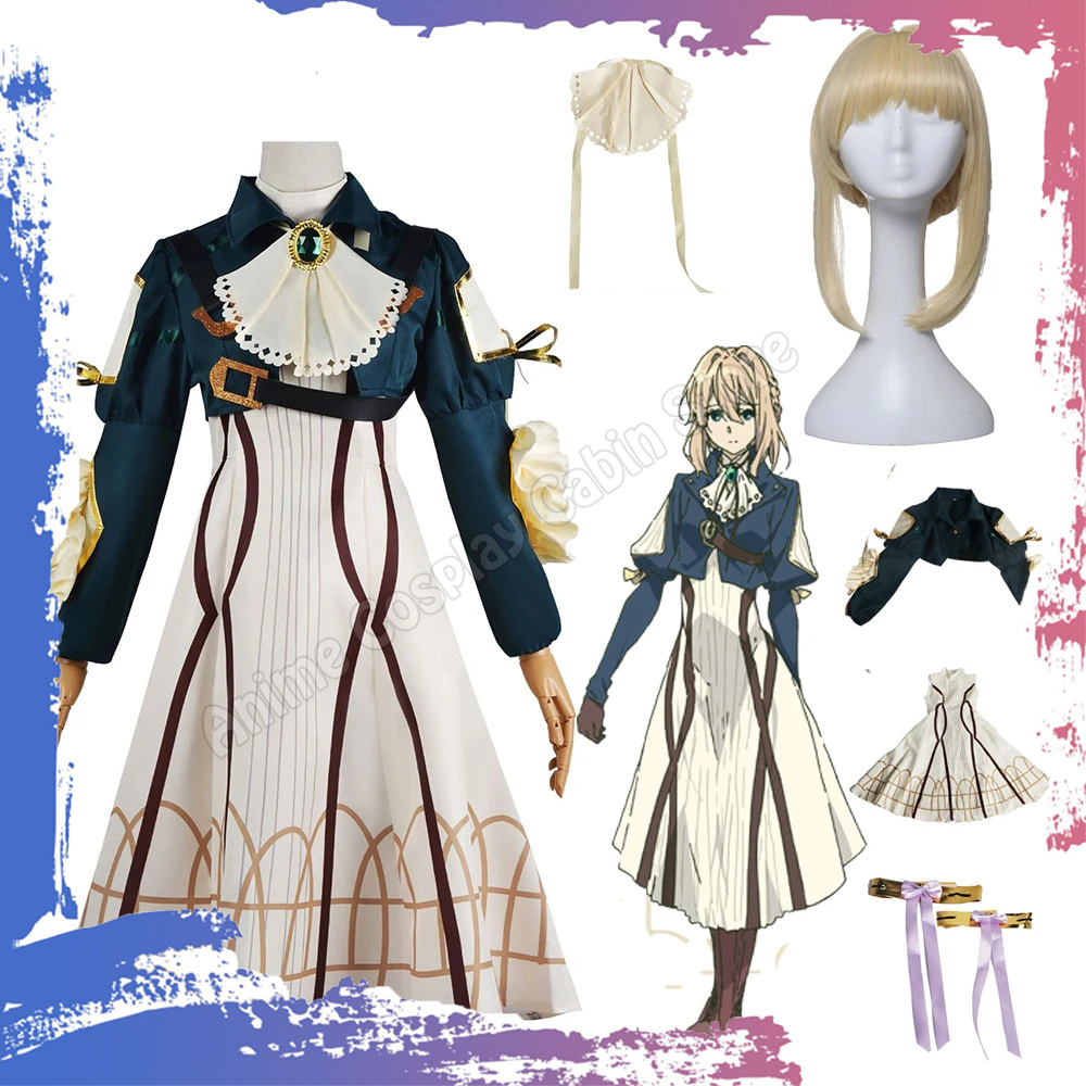 アニメヴァイオレットエヴァーガーデンコスプレ衣装ウィッグヴァ - Violet Evergarden Dress のレビューと価格